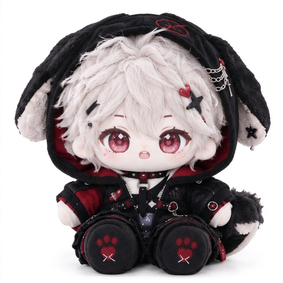 40CM Gothic Black and Red Hood Cotton Doll
