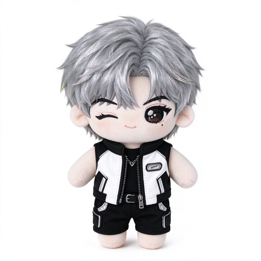 10CM Silver Hair Wink Boy Cotton Doll Racing Vest Plush