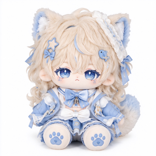 40CM Sky Blue Kitten Princess Cotton Doll
