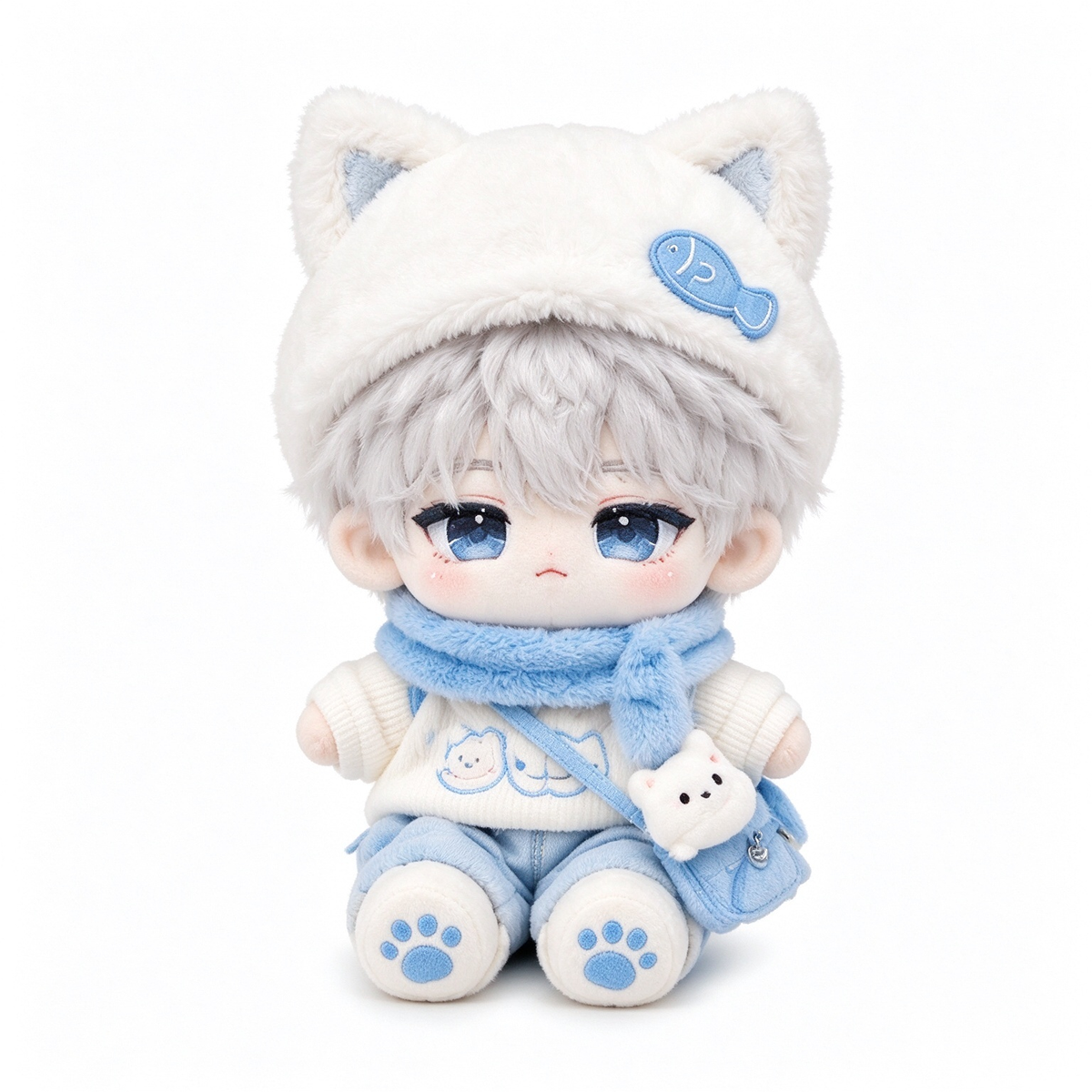 10CM Cute Cat Ear Knit Cotton Plush Doll Mini Stuffed Toy