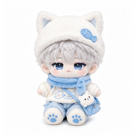 10CM Cute Cat Ear Knit Cotton Plush Doll Mini Stuffed Toy