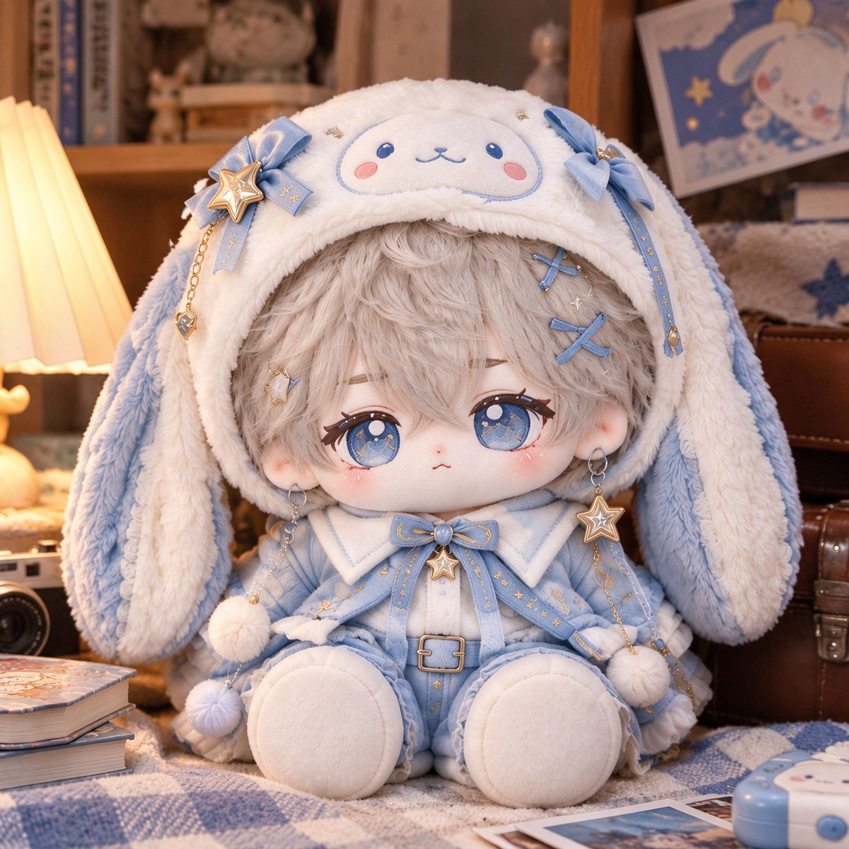 40CM Blue Star Bunny Cotton Doll