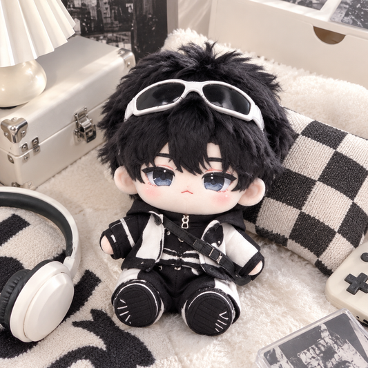 10CM Cool Black Hoodie Cotton Plush Doll Mini Collectible Toy