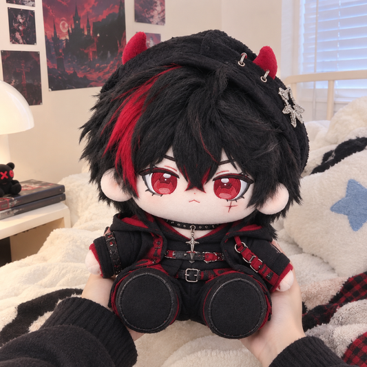 40CM Black and Red Goth Devil Cotton Doll