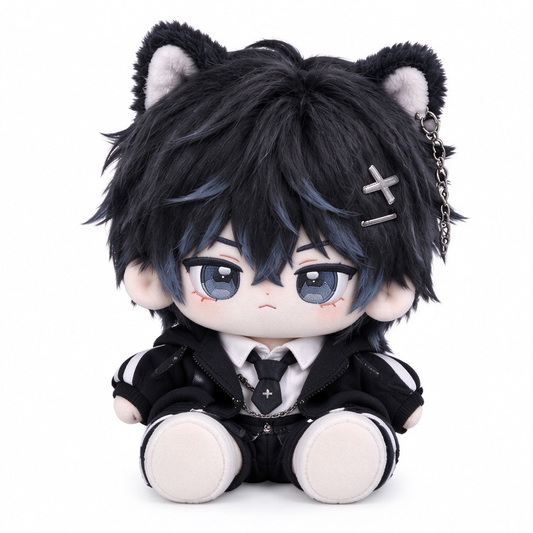 40CM Black and Blue Cat Streetwear Cotton Doll
