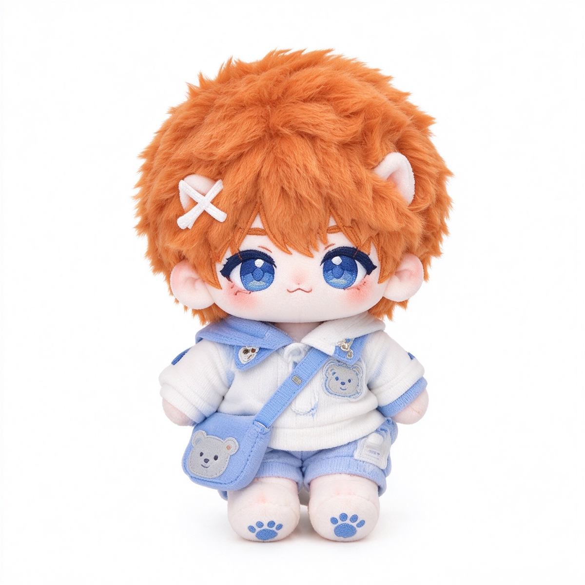 10CM Orange Hair White Ears Cotton Doll Cute Mini Plush Toy