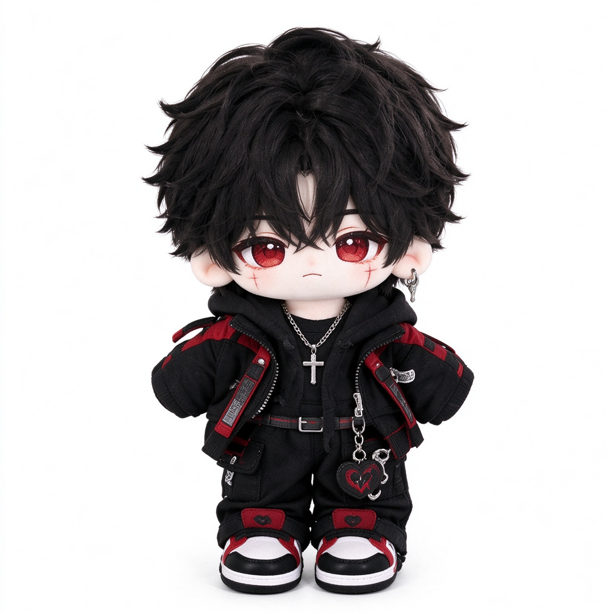 40CM Black and Red Gothic Streetwear Cotton Boy Doll