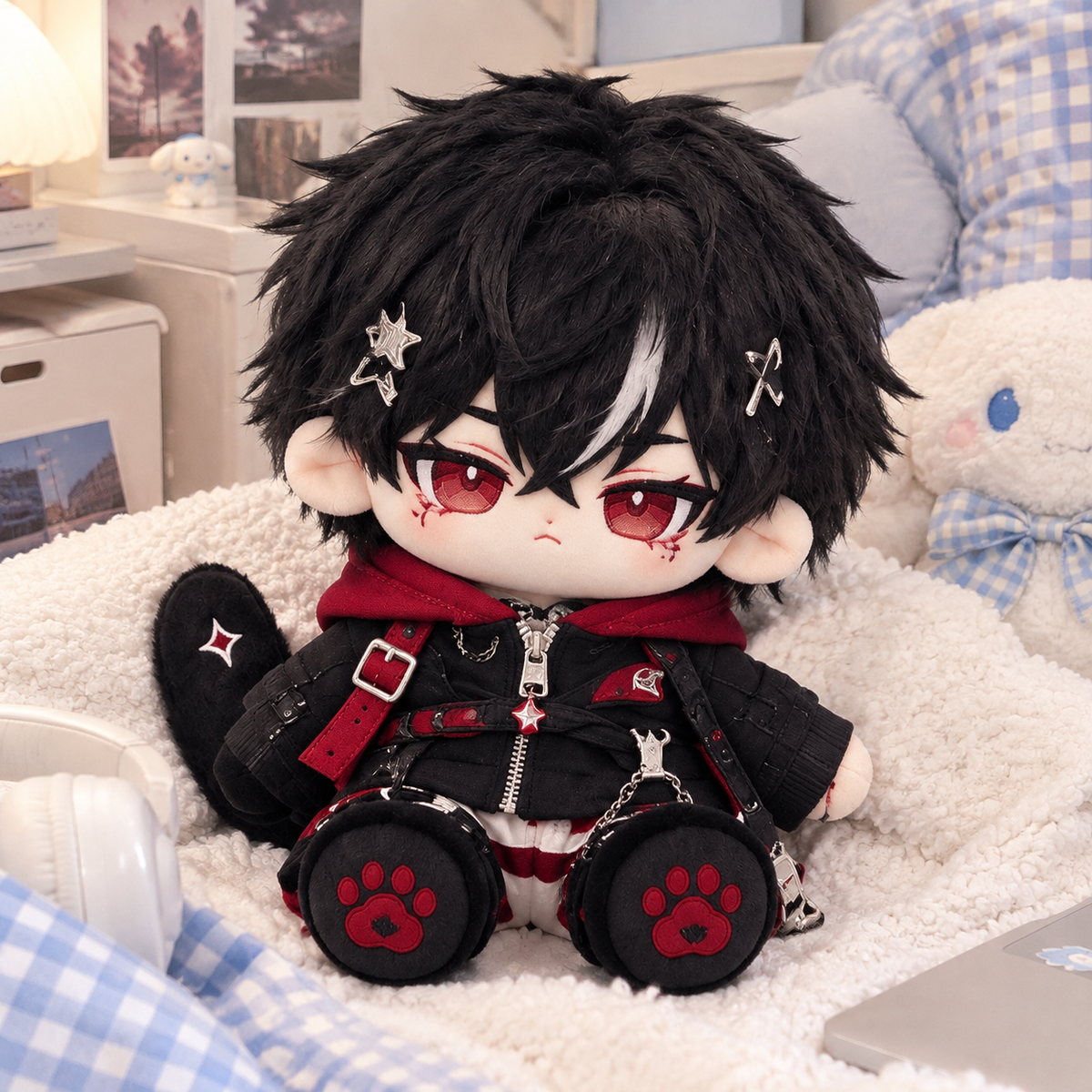 40CM Crimson Punk Streetwear Cotton Doll