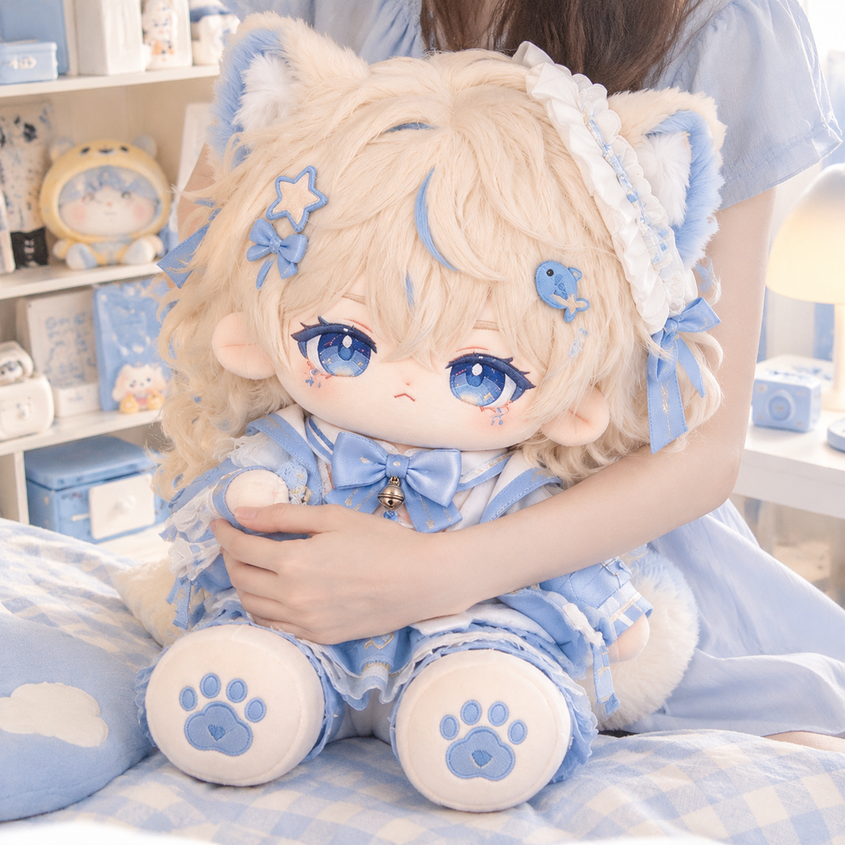 40CM Sky Blue Kitten Princess Cotton Doll